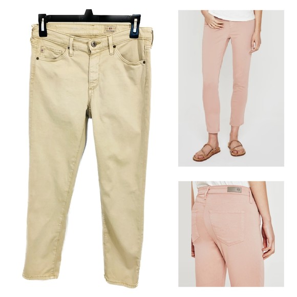 AG Adriano Goldschmied Prima Crop Mid Rise Cigarette Premium Denim Jeans Tan- 26 - Picture 1 of 9
